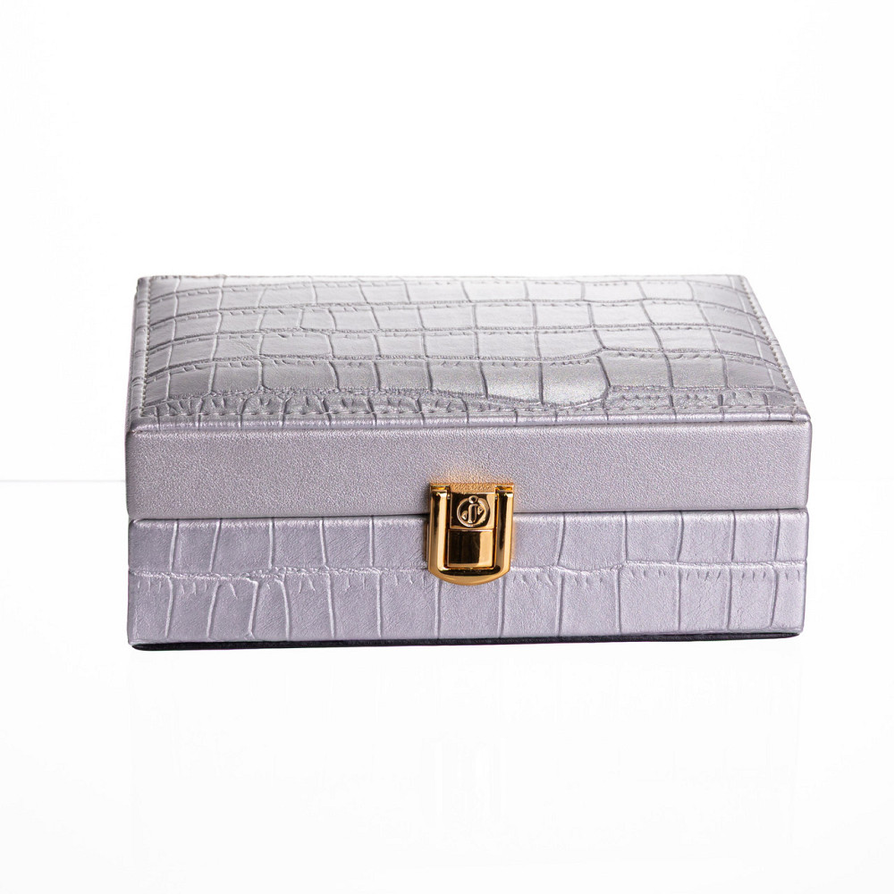 Скринька для прикрас з еко шкіри 3 відділення з дзеркалом 16×10×6 см Сірий HP-5-18G Коломыя - изображение 6