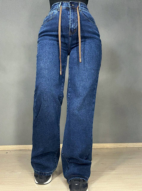 Джинси жіночі Vanver 8331 утеплені на флісі палаццо прямі з резинкою на талії сині, синій, 33, 33, 91 см, 118 см Київ - фото 19
