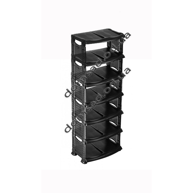 Полиця для взуття 7 ярусів чорна, 135х48х33, "R-plastic" Одеса - фото 1