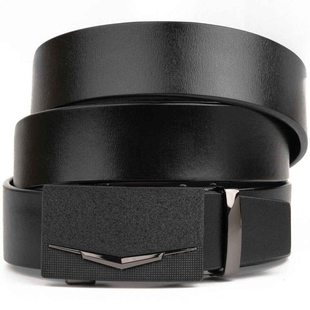 Ремінь чоловічий c матовою зернистою вставкою на пряжці Vintage 20333 Чорний Київ - фото 1