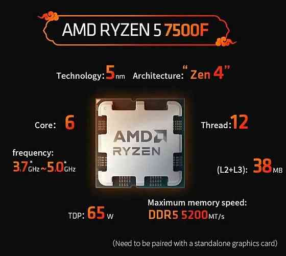Процесор AMD Ryzen 8400F 7500F / Intel Core i5 12600KF. Київ