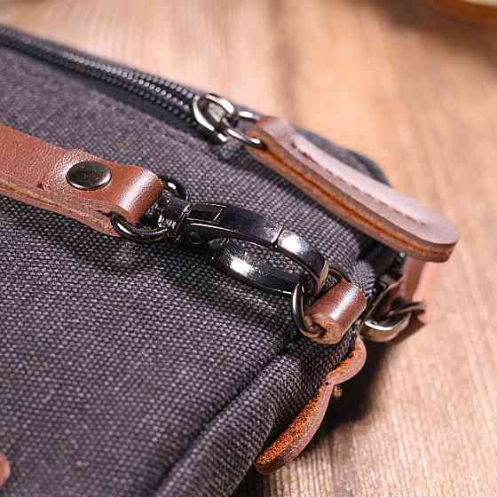 Зручна чоловіча барсетка текстильна Чорна (Vintage) Київ