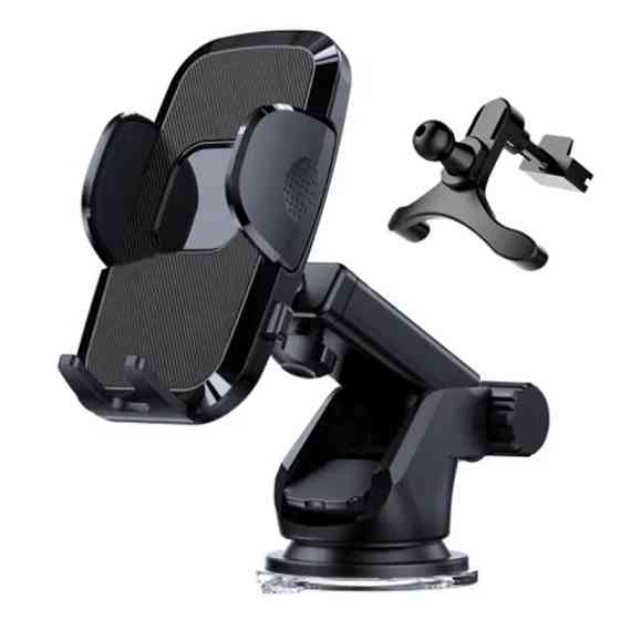 Автомобильный держатель, с присоской и креплением на воздуховод для телефона JС04, черный Каменец-Подольский
