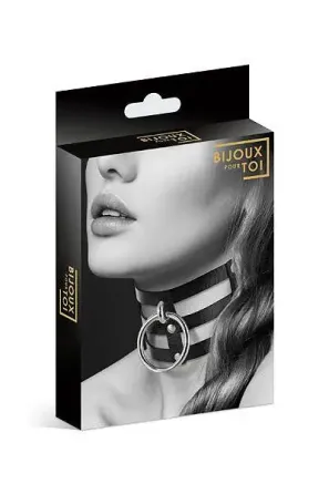 Чокер потрійний з кільцем для повідця Bijoux Pour Toi - FETISH, екошкіра Львов
