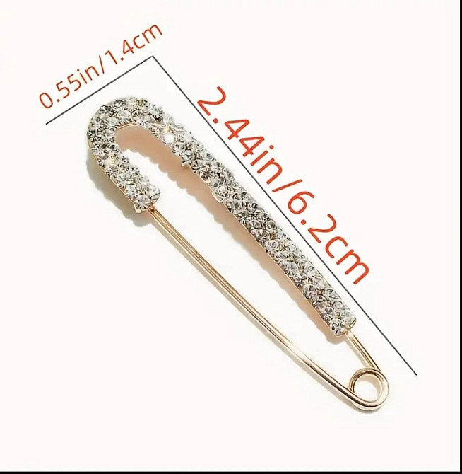Брошка-шпилька зі стразами, декоративна, набір 2 шт Київ - фото 3