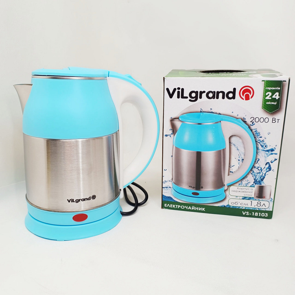 Електрочайник для комфортного використання на кухні Vilgrand VS-18103 1.8л, Якісний металевий чайник VE-56 Львів - фото 8