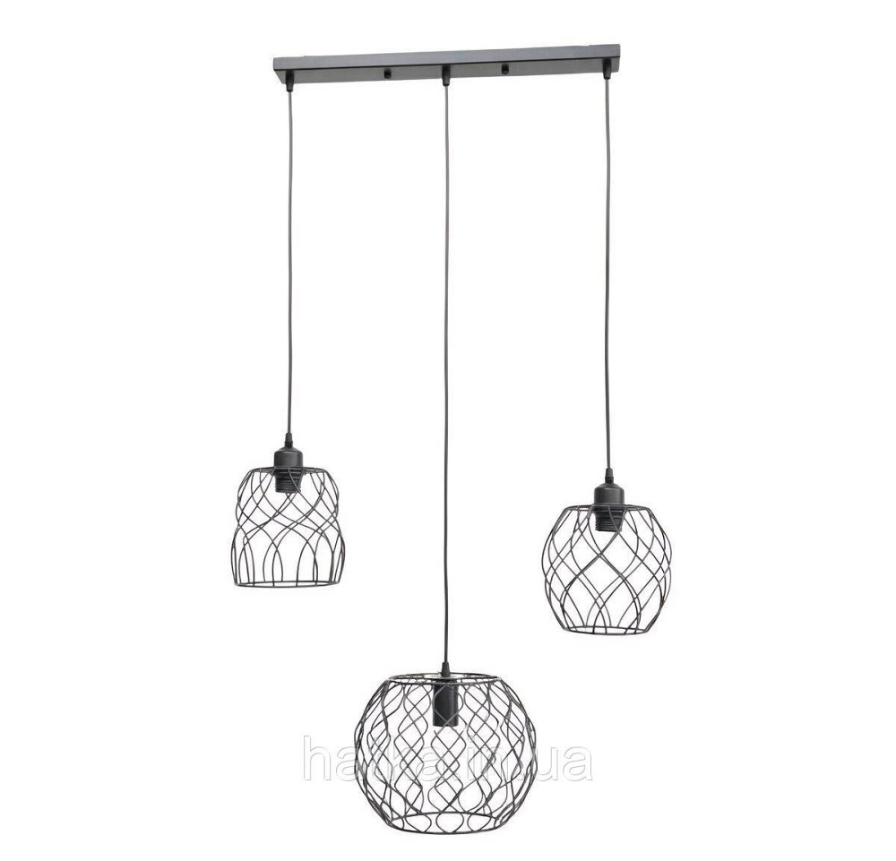 Підвісний світильник на три плафони VALESO TY403-3 Лофт чорний E27 Київ - фото 1