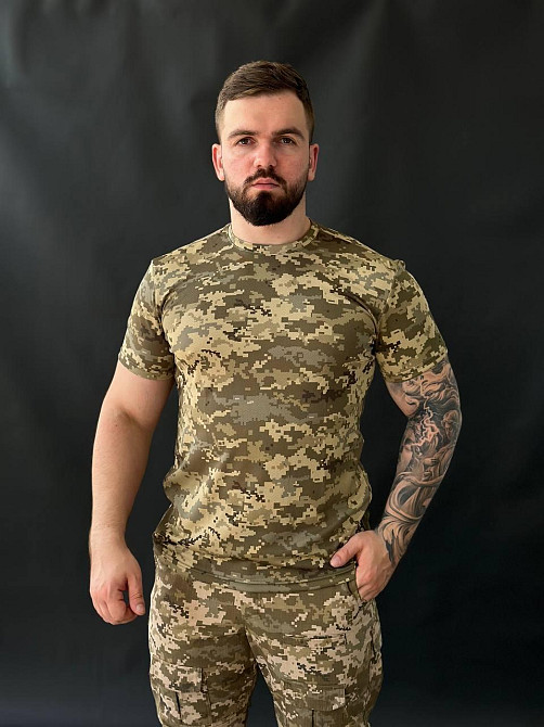 Тактическая футболка Coolmax пиксель, военная летняя полевая футболка ЗСУ, боевая штурмовая футболка Львов - изображение 2