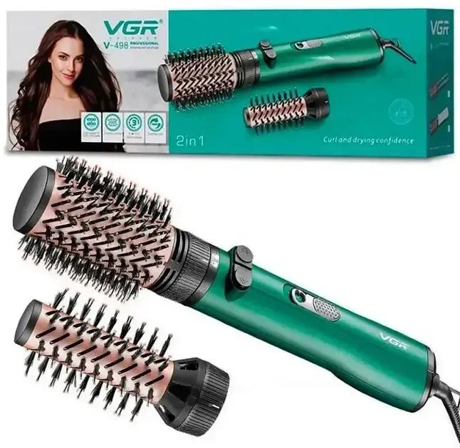 Фен-щітка для волосся Hot Air Styler VGR V-498, професійна модель з насадками для укладання та об'єму Одеса - фото 2