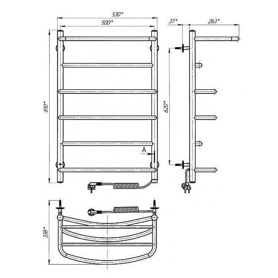 Електрична сушарка для рушників Laris Єврофлеш П6 500Х800 Е з полицею п/п Київ