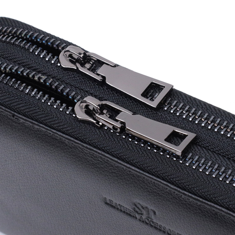 Стильный мужской клатч на два отделения из натуральной кожи ST Leather 22700 Черный Киев - изображение 8
