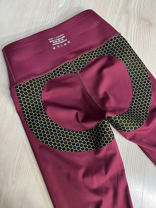 Лосины женские You are peri 24051 пояс с золотой надписью дайвинг утяжка пуш-ап тонкие бордовые, бордовый, L Киев - изображение 8