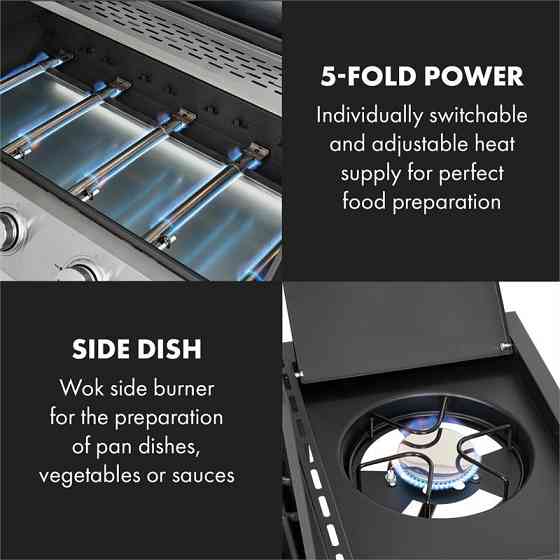 Газовый гриль Tomahawk 5x3,6 кВт + горелка 2,7 кВт 80x43,5 см гриль из нержавеющей стали (Германия, читать Ровно