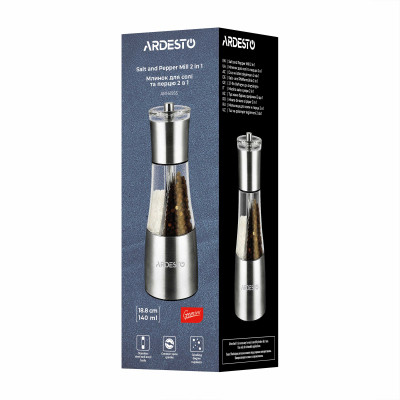 Мельница для специй Ardesto Gemini, 140мл, акрил, нержавіюча сталь, прозорий (AR1419SS) Винница - изображение 2