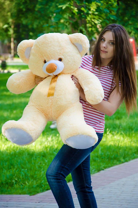 Плюшевий ведмедик М'яка іграшка Томии 100 см Персиковий Тернопіль - фото 5