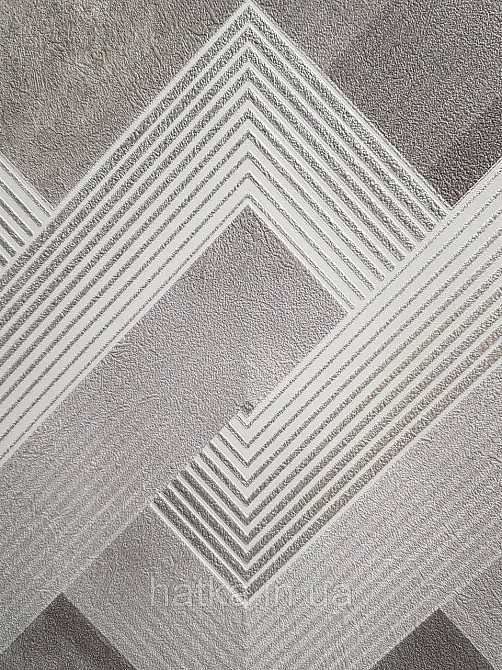 Обои виниловые на флизелине метровые Sintra Edelina геометрия фигуры ромбы полосы 3д серые белые  серебро Киев - изображение 3