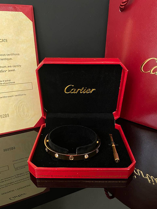 Cartier браслет love з викруткою / лимонне золото AU 750 / Cartier браслет Одеса - фото 2