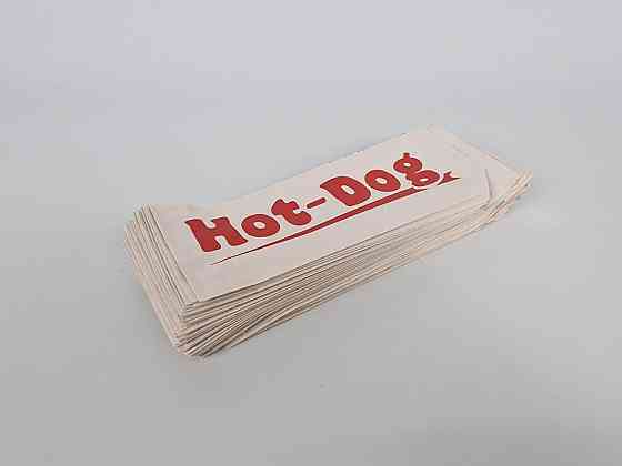 Пакет паперовий "Хот-дог" (Вудок) 8х21см білий з написом 100 штук (100 шт.) Харків