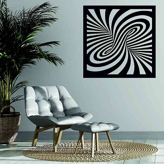 Декоративне настінне Панно «Ілюзія», Декор на стіну 90*90 см, Чорний Київ
