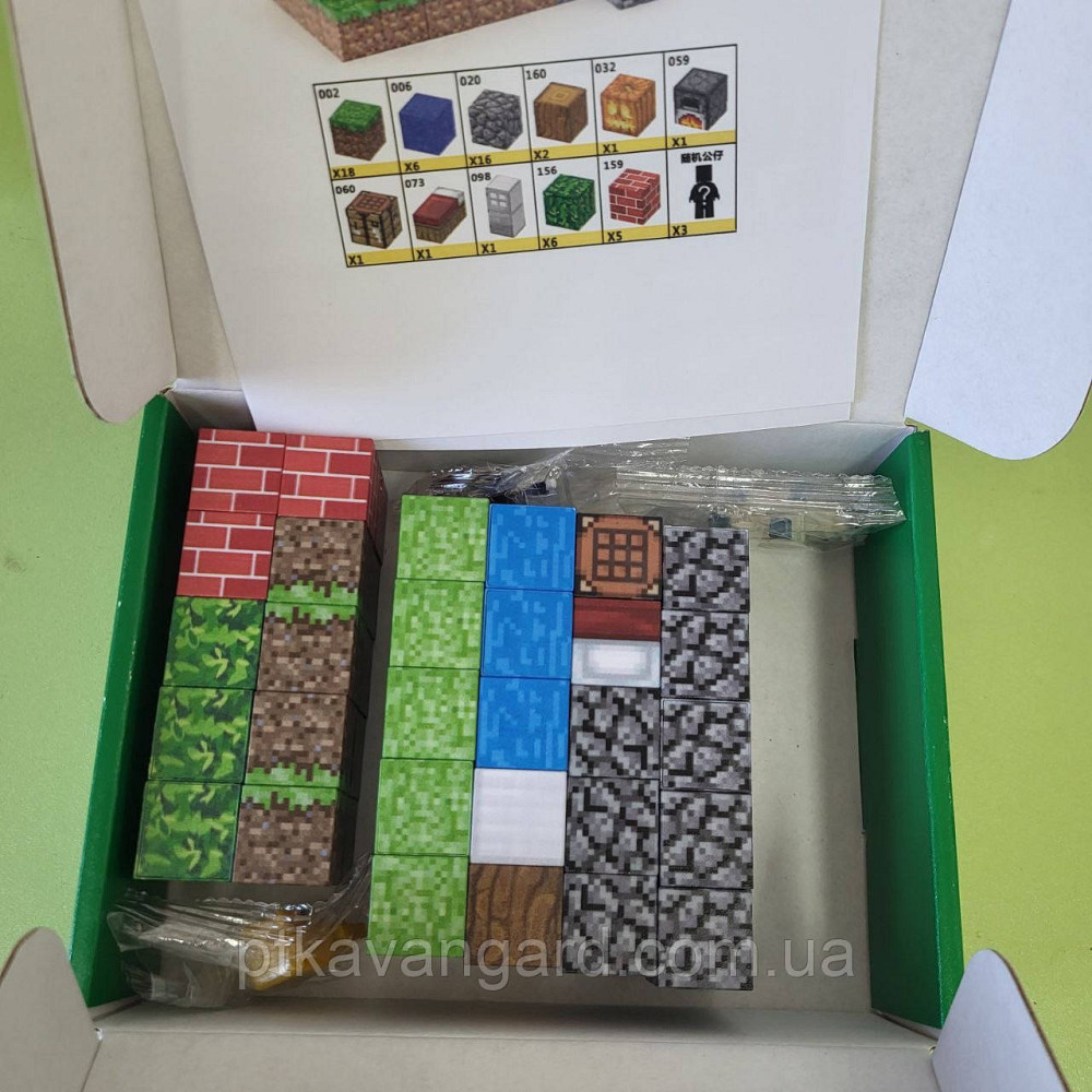 Конструктор магнитный Minecraft 58 магнитных блоков база возле речки с фигурками героев Dream World LZCK 020 Хмельницкий - изображение 4
