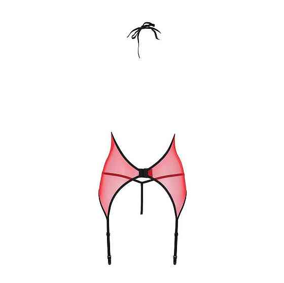 Корсет з пажами для панчіх Passion PEONIA CORSET S/M red, стрінги Sex Aura Київ