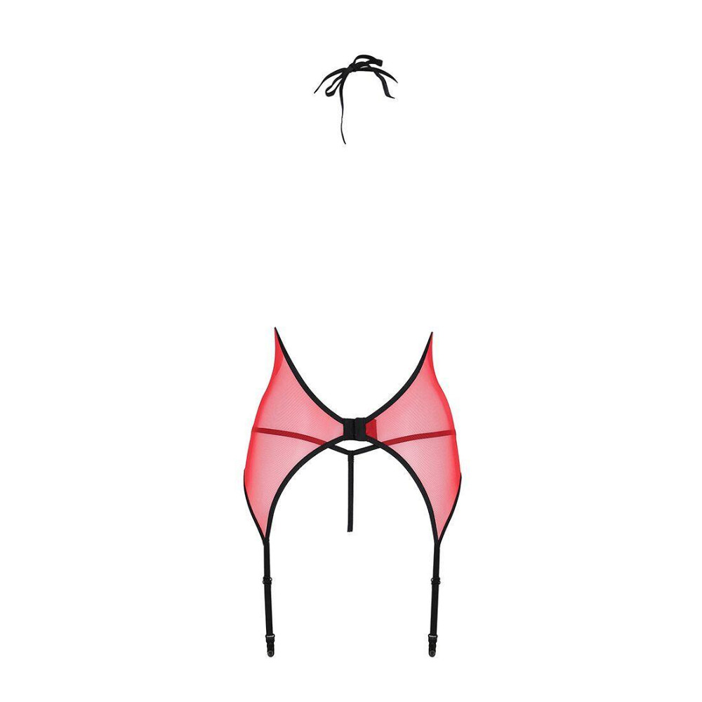 Корсет з пажами для панчіх Passion PEONIA CORSET S/M red, стрінги Sex Aura Київ - фото 5