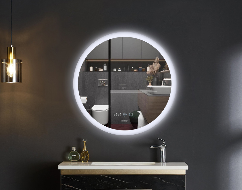 Дзеркало Mixxus PLAIN MC10-80 з Led Touch, Anti-fog, димером, регулятором яскравості, годинником (MI6932) Київ - фото 4
