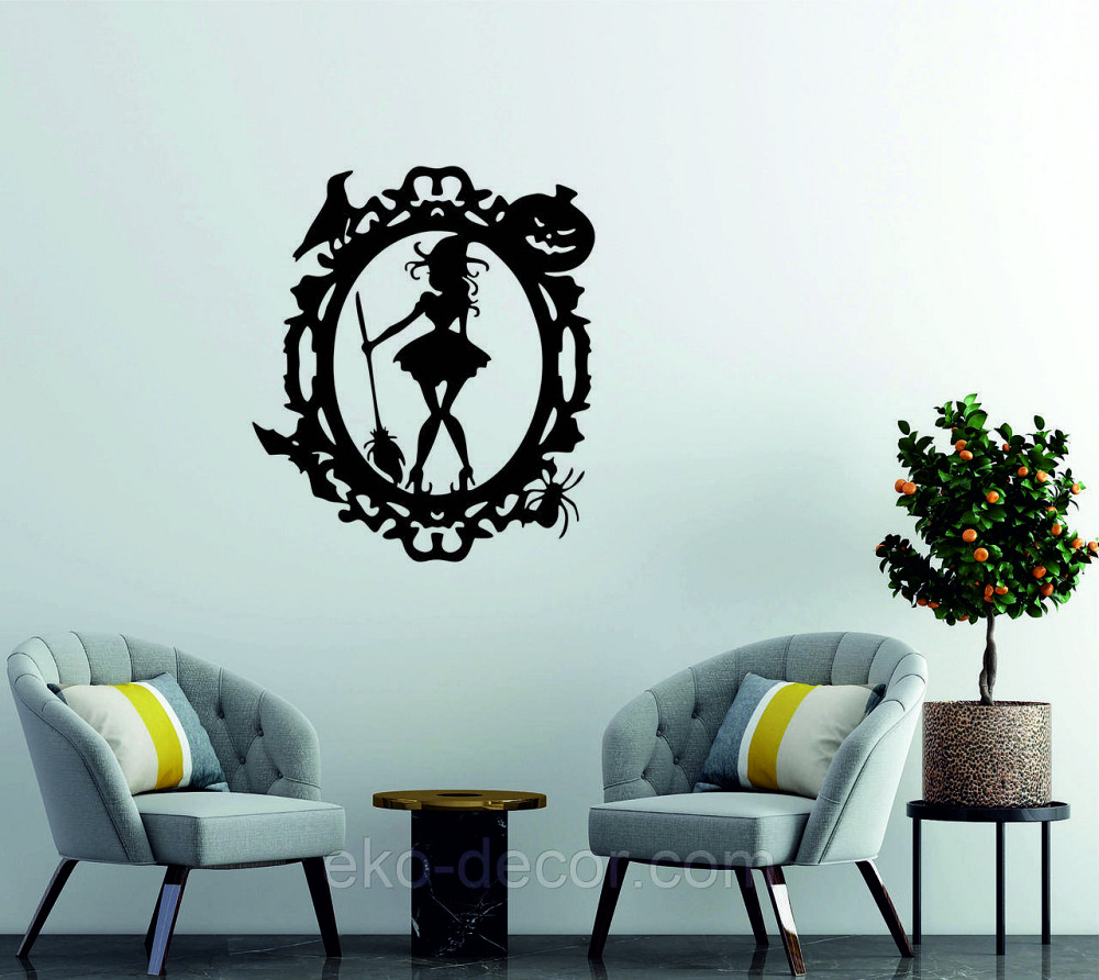 Декоративное настенное Панно «Ведьма с веником», Декор на стену 110*95 см, Черный Киев - изображение 5