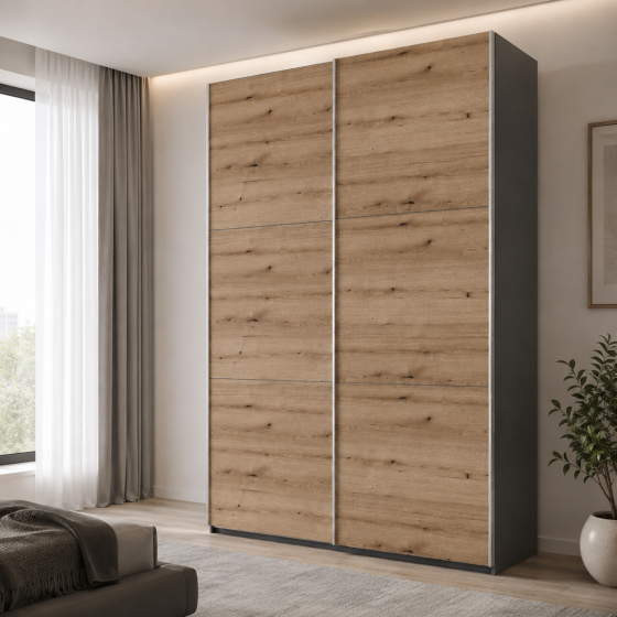 Шафа купе Doros G-Caiser Антрацит/Дуб Евок 2 ДСП / 3 частини 160х60х240 (42005414) (DRS-012247) Львів