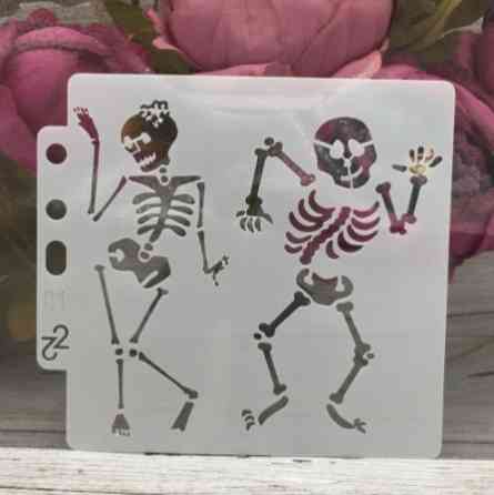 Трафарет для Хэллоуин Скелеты 13 на 13 см серый Киев
