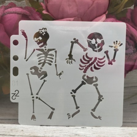 Трафарет для Хэллоуин Скелеты 13 на 13 см серый Киев - изображение 1