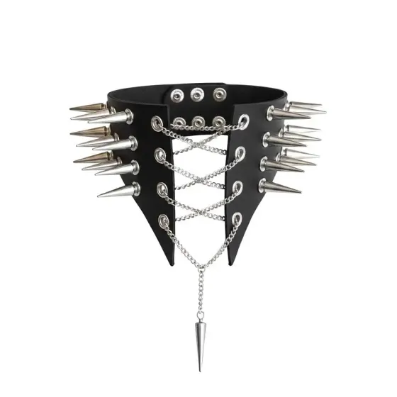 Чокер комір з шипами Art of Sex - Ariadne, натуральна шкіра, колір чорний, XS-M Львов