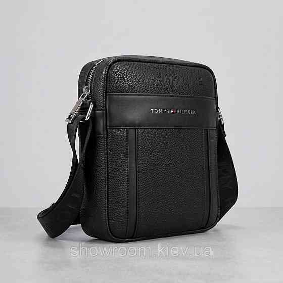 Мужская брендовая сумка через плечо Tommy (6210) черная Киев