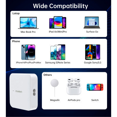 Зарядний пристрій Choetech GaN 2 USB-A / 2 USB-C 100W QC3.0/PD/PPS (PD8008-EU-WH) Вінниця - фото 8