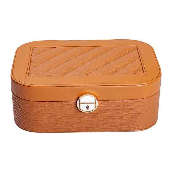 Yiwu Скринька для прикрас з еко шкіри 2 яруси із замком органайзер для ювелірних виробів HP-5-1 Коломыя