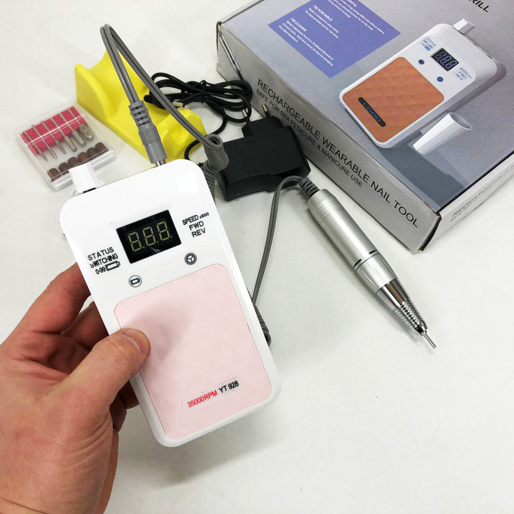 Фрезер для маникюра и коррекции ногтей Nail Drill YT-928 белый, Маникюрный фрезер с подсветкой UG-37 Львов - изображение 5