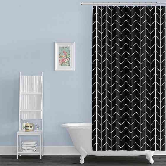 Шторка для ванной комнаты Bathlux 180 x 180 см с водоотталкивающим покрытием, Черная Каменец-Подольский