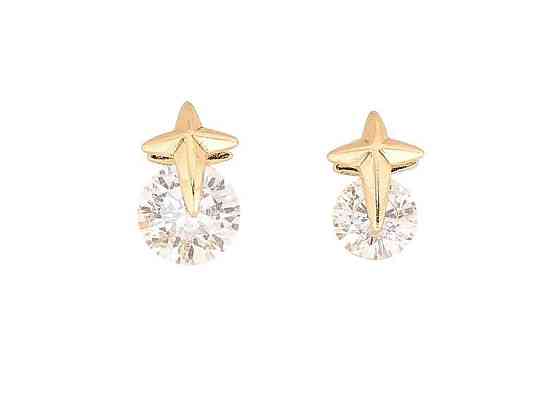 Сережки пусети Позолота 14K Асиметричні кристали з зірками (311569) ТМ XUPING Київ