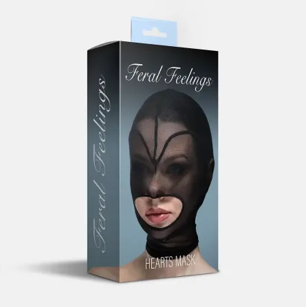 Маска серце сітка з відкритим ротом Feral Feelings - Hearts Mask Black/Black Львів
