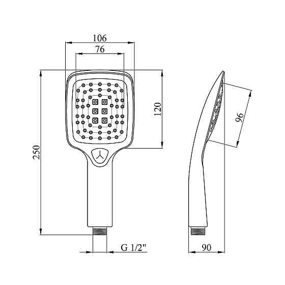 Лійка для душу Kroner KRP Edelstahl Kubus - SCH700 чорна Київ
