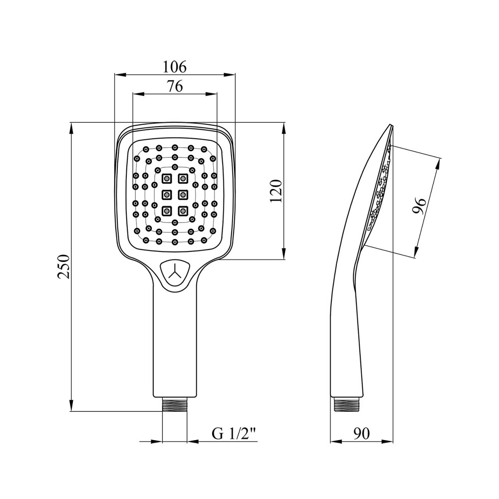Лійка для душу Kroner KRP Edelstahl Kubus - SCH700 чорна Київ - фото 2