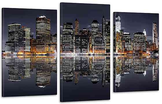 Модульная картина в гостиную / спальню   Місто в ночі     Art-734_3 Київ