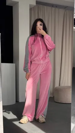 Жіночий велюровий костюм 2-ка — регульовані штани (джогери/палацо) Одеса