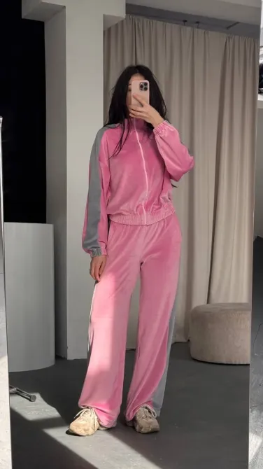 Женский велюровый костюм 2-ка - регулируемые брюки (джоггеры/палаццо) Одесса - изображение 2