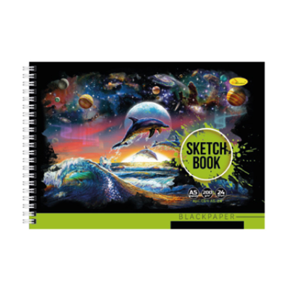 Скетчбук BLACK СББ-А5-24 А5, 24 листа Dolphin Винница - изображение 1