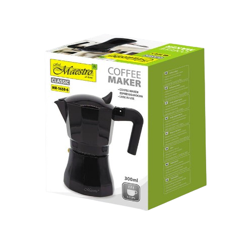 Кавоварка гейзерна 300мл (6 порцій) алюмінієва MR-1658-6 Espresso Moka Maestro Житомир - фото 4