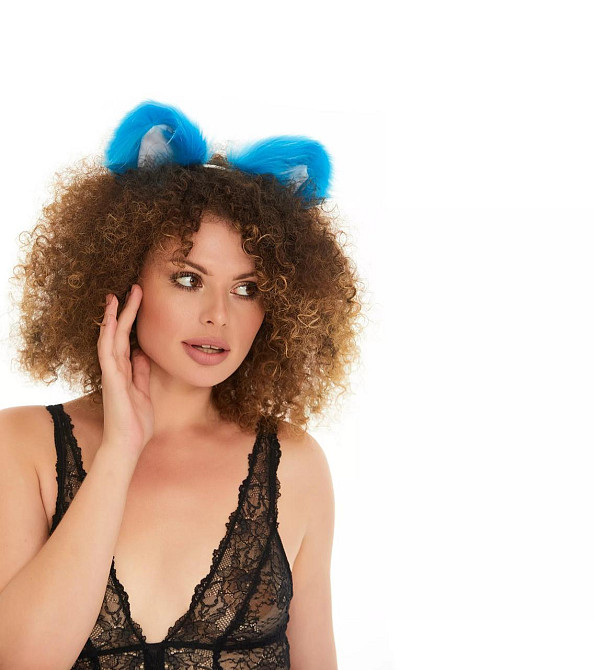 Меховые ушки кошки, Ярко-голубые с белым OKOVA Sex Aura Киев - изображение 2