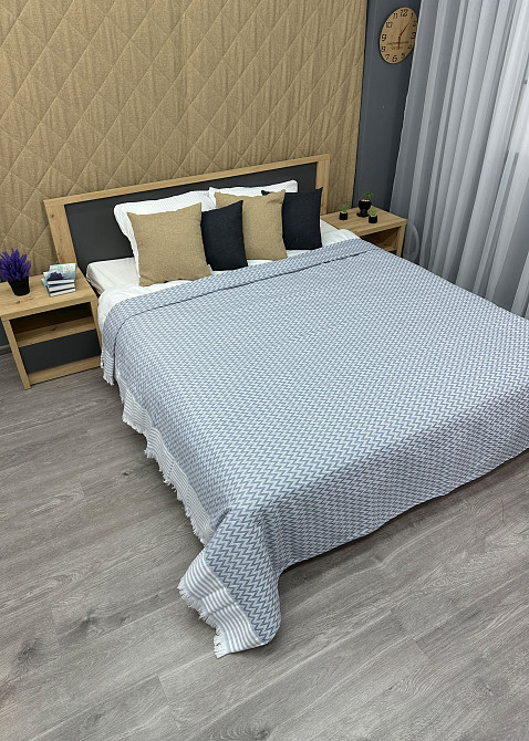 Покривало Dakota Fringe ЄВРО 200х230 см колір блакитний з білим (85-192) Київ - фото 6