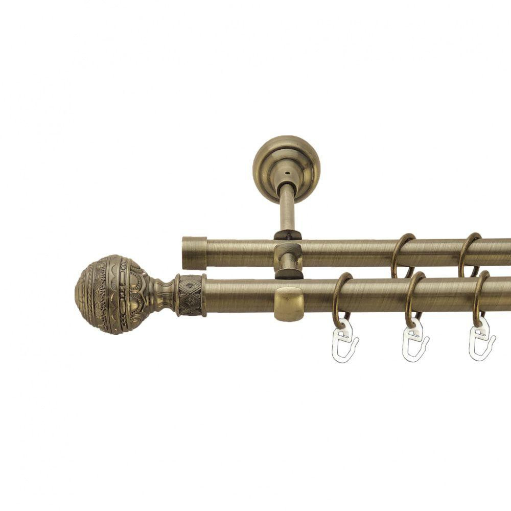 Карниз Orvit Арабеска металевий дворядний відкритий гладка труба кільце металеве Антик 19\16 мм 160 см (4003773) Львів - фото 1