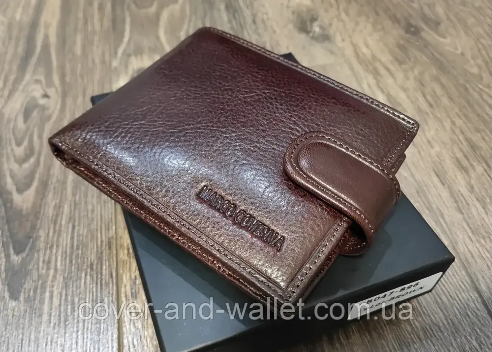 Брендовий чоловічий гаманець із блоком для документів чорного кольору Marco Coverna BK 010-823 Київ - фото 7